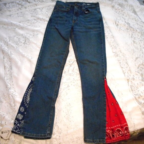 Bandana Flare Jeans Updated Red & Blue Bandana Inserts for Flare - Picture 2 of 6